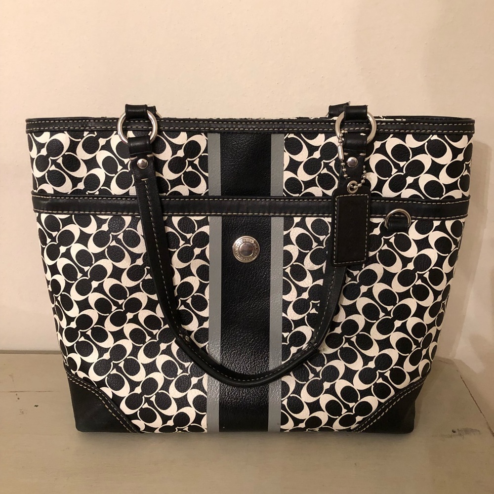Black and White Coach Tote Bag